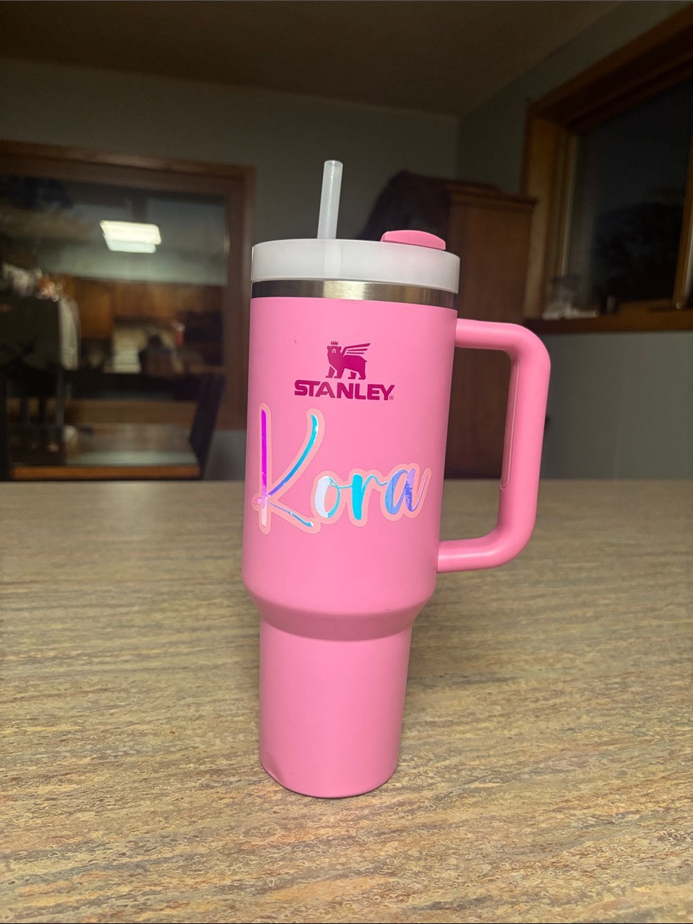 Stanley Pink Insulated Tumbler with Handle and Straw Lid